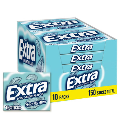 Extra Gum — 15 Sticks × 10 Packs (150 Total Pieces)