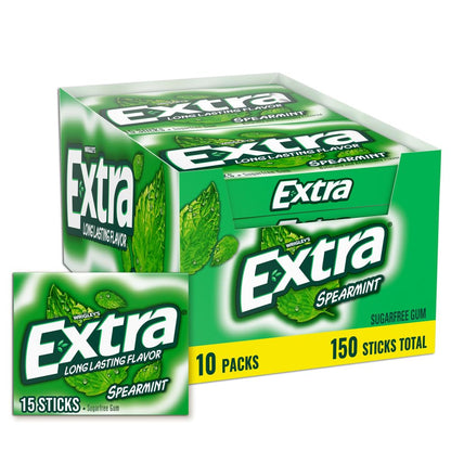 Extra Gum — 15 Sticks × 10 Packs (150 Total Pieces)