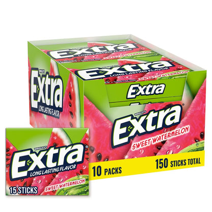 Extra Gum — 15 Sticks × 10 Packs (150 Total Pieces)
