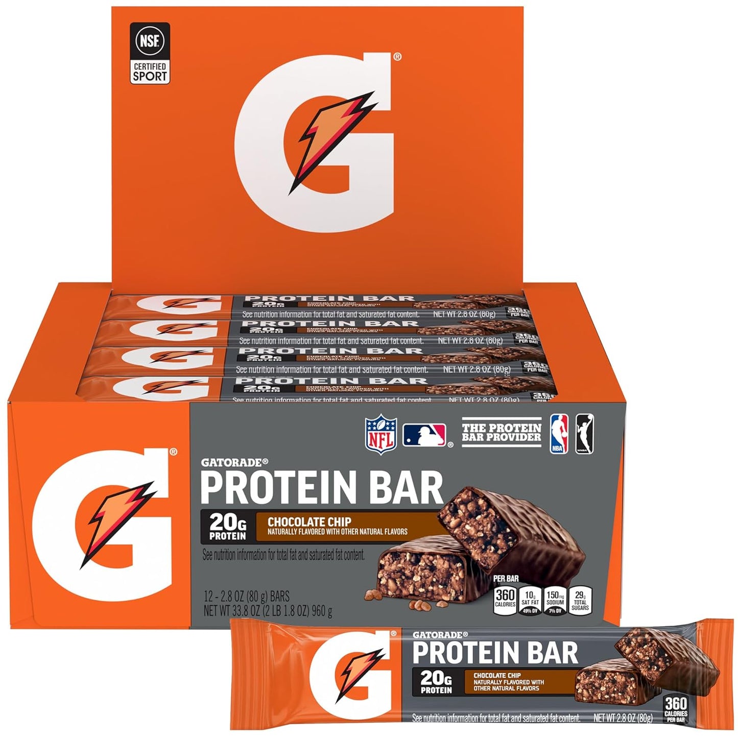 Gatorade Whey Protein Recover Bar — 2.8 oz (80g) × 12 Bars