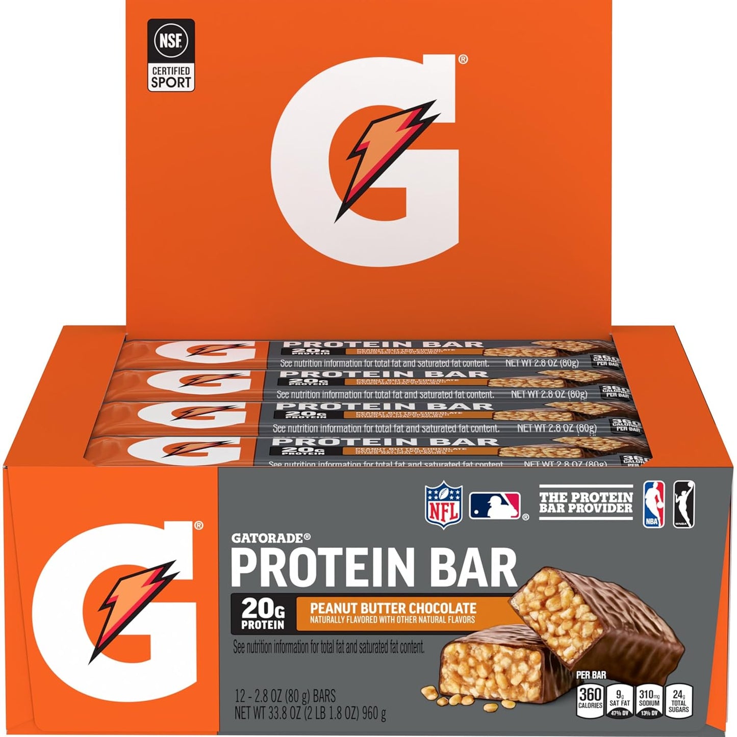 Gatorade Whey Protein Recover Bar — 2.8 oz (80g) × 12 Bars