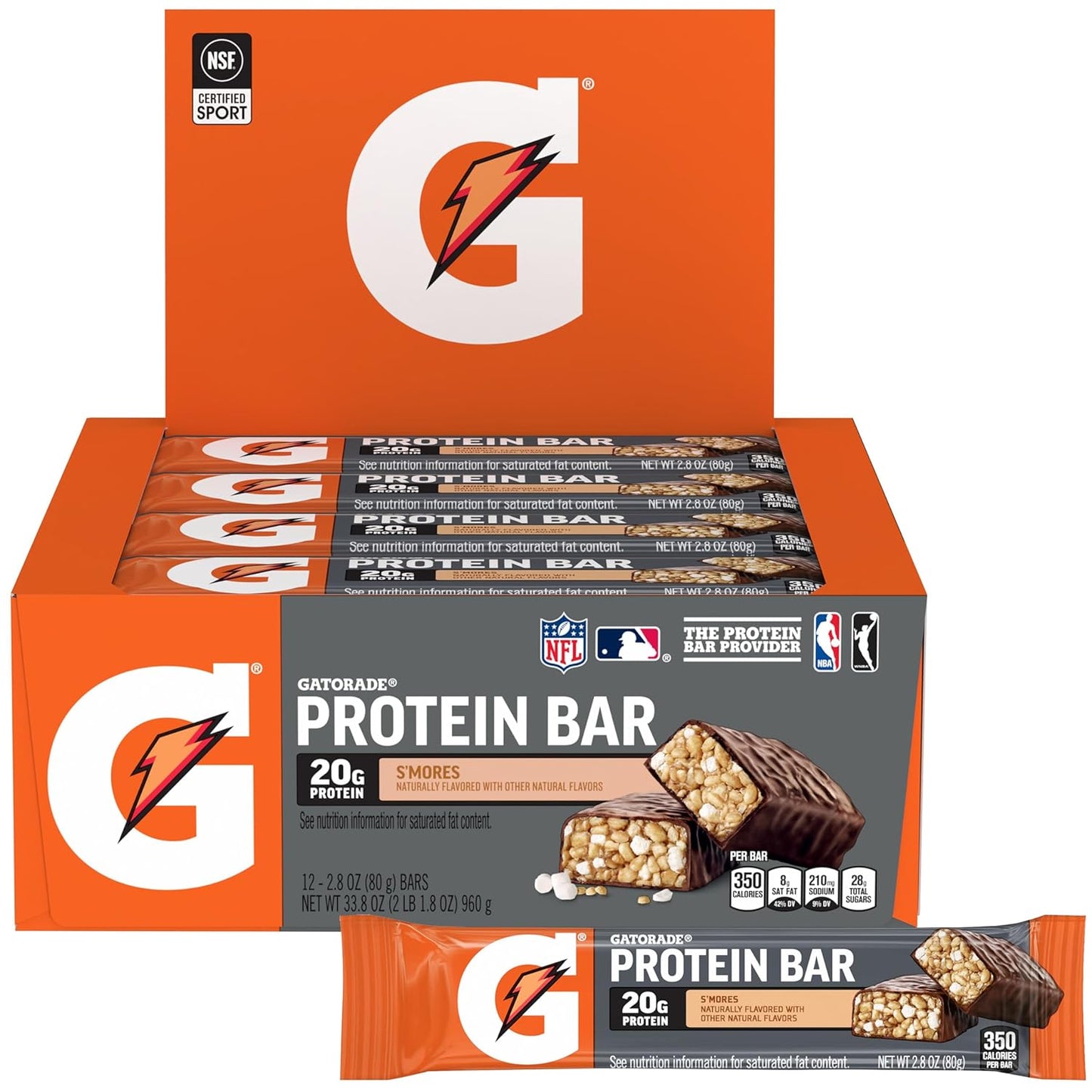 Gatorade Whey Protein Recover Bar — 2.8 oz (80g) × 12 Bars