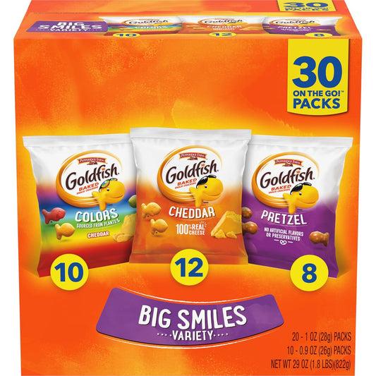 Goldfish 골드피쉬 빅 스마일즈 크래커 버라이어티 팩 — 30개입