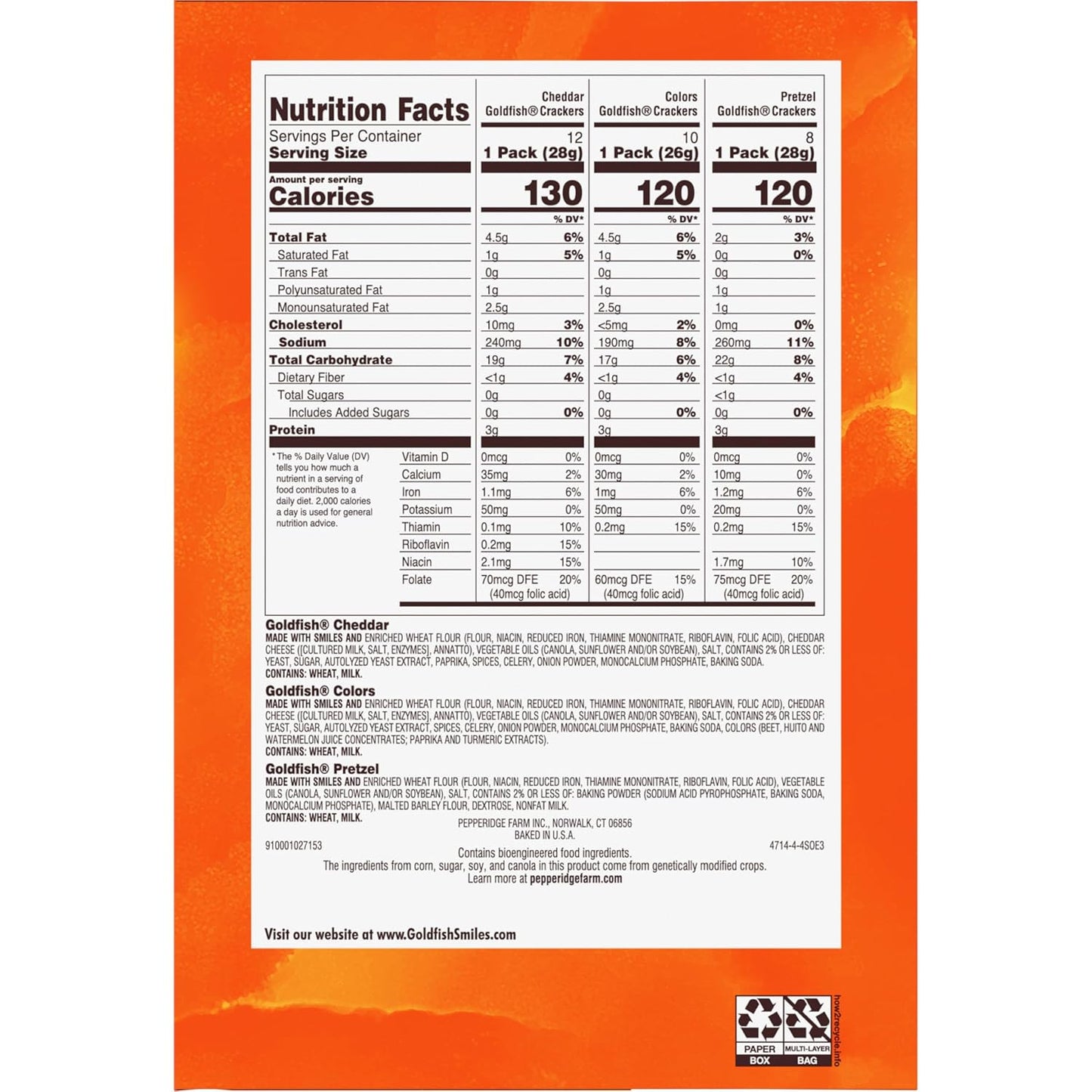 Goldfish Crackers Big Smiles Variety Pack — 30 Snack Packs