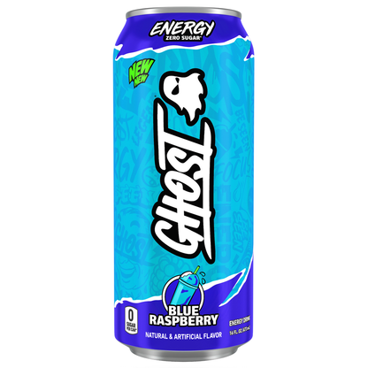 GHOST Blue Raspberry Energy Drink — 16 fl oz (473mL) × 12 Cans
