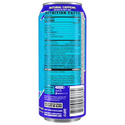 GHOST Blue Raspberry Energy Drink — 16 fl oz (473mL) × 12 Cans