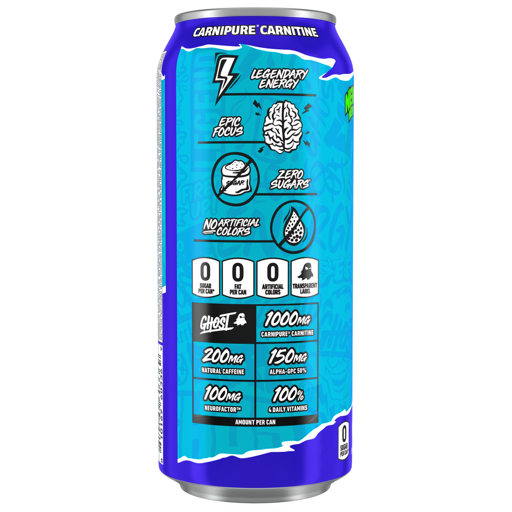 GHOST Blue Raspberry Energy Drink — 16 fl oz (473mL) × 12 Cans