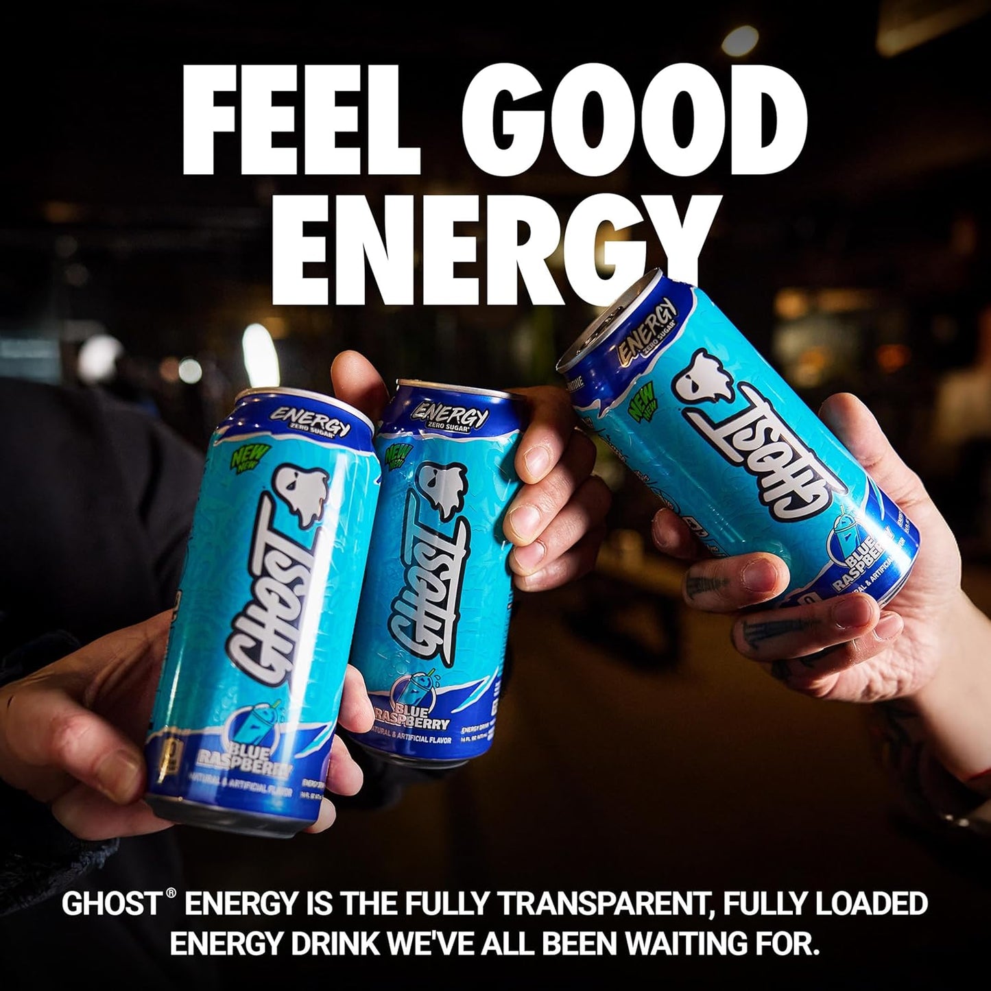 GHOST Blue Raspberry Energy Drink — 16 fl oz (473mL) × 12 Cans