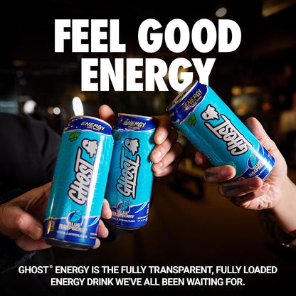 GHOST Blue Raspberry Energy Drink — 16 fl oz (473mL) × 12 Cans