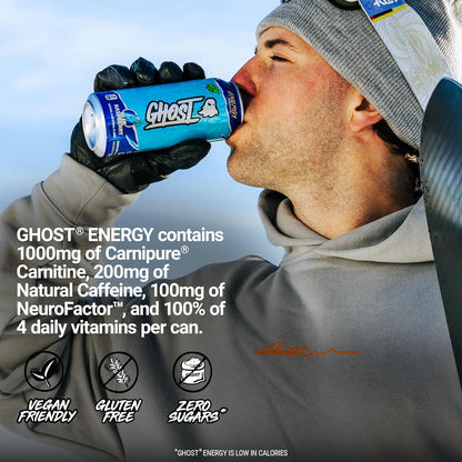 GHOST Blue Raspberry Energy Drink — 16 fl oz (473mL) × 12 Cans