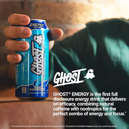 GHOST Blue Raspberry Energy Drink — 16 fl oz (473mL) × 12 Cans
