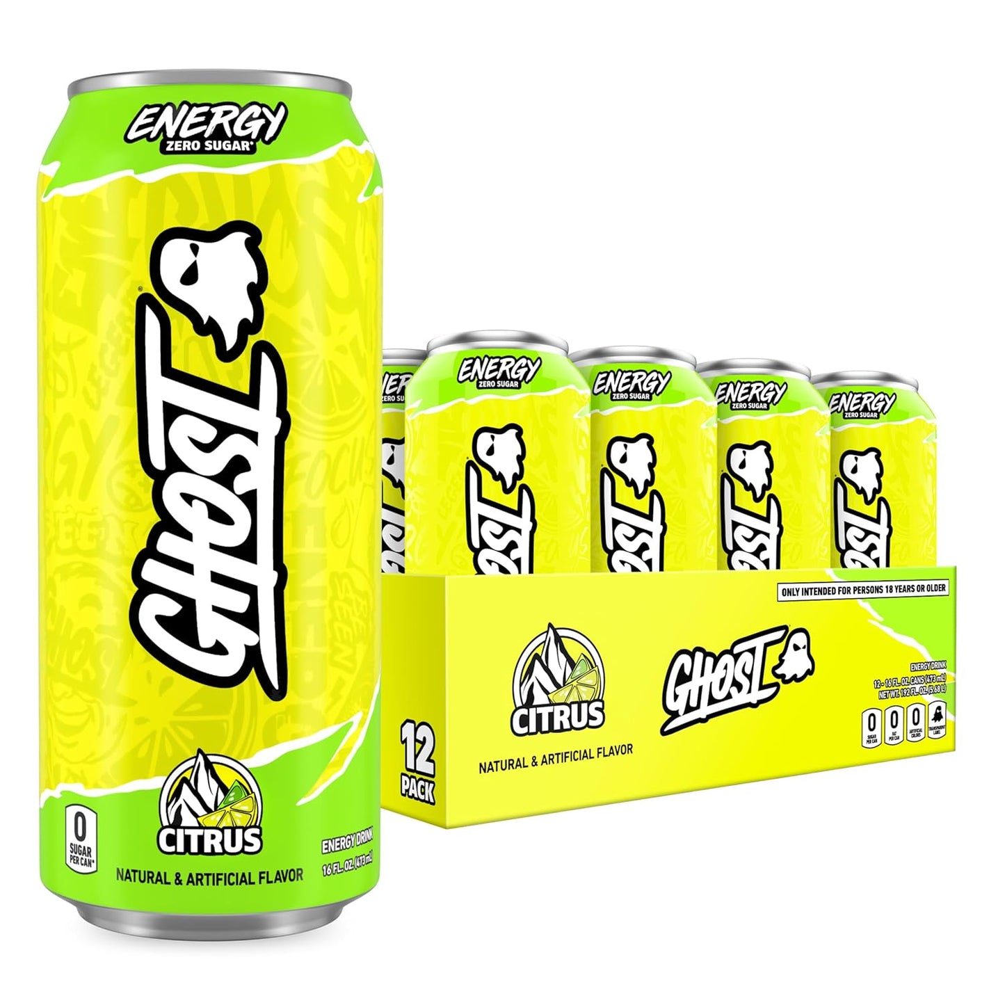 GHOST Citrus Energy Drink — 16 fl oz (473mL) × 12 Cans