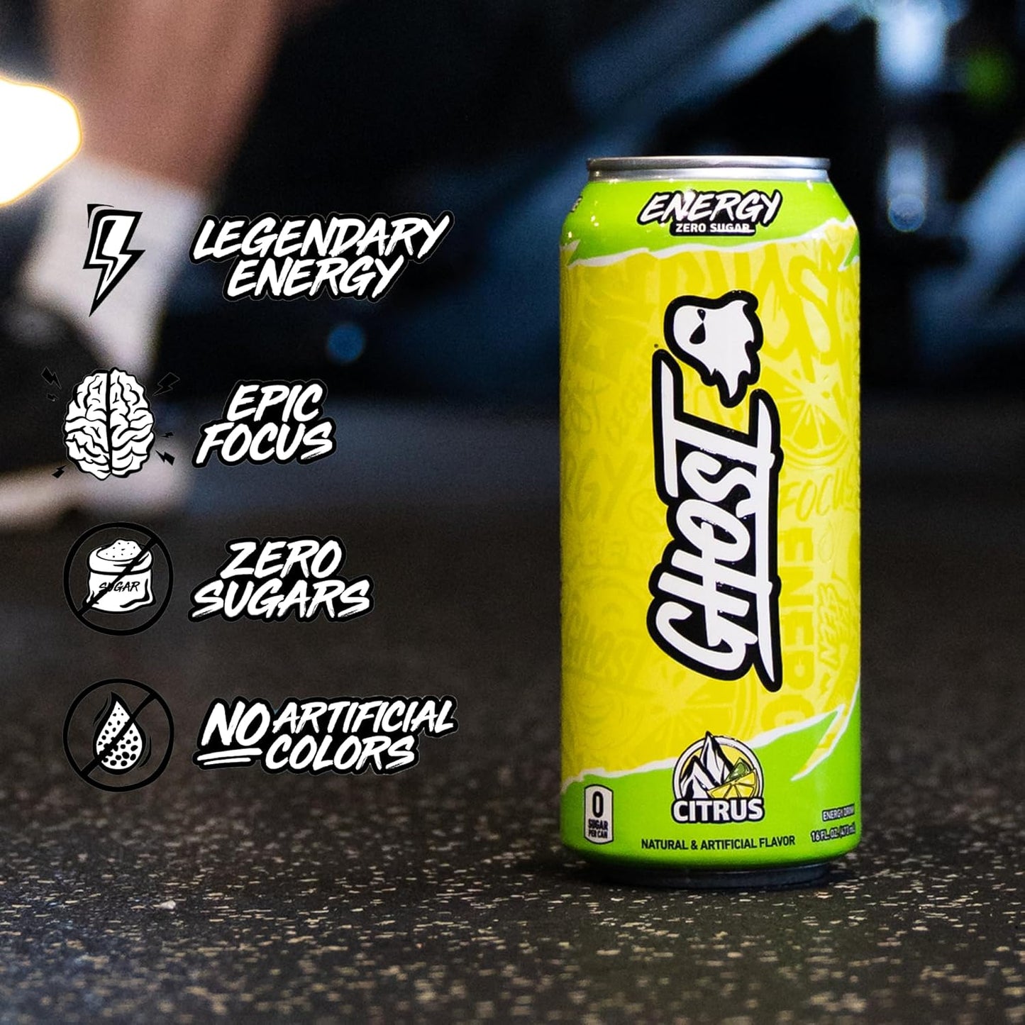 GHOST Citrus Energy Drink — 16 fl oz (473mL) × 12 Cans
