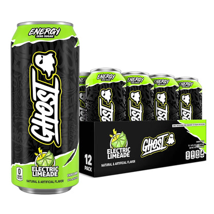GHOST Electric Limeade Energy Drink — 16 fl oz (473mL) × 12 Cans
