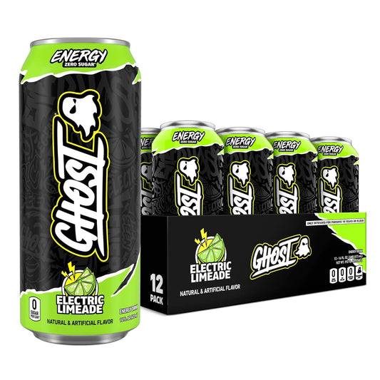 GHOST 고스트 일렉트릭 라임에이드 에너지 드링크 — 473mL (16 fl oz) × 12캔
