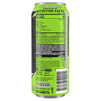 GHOST Electric Limeade Energy Drink — 16 fl oz (473mL) × 12 Cans