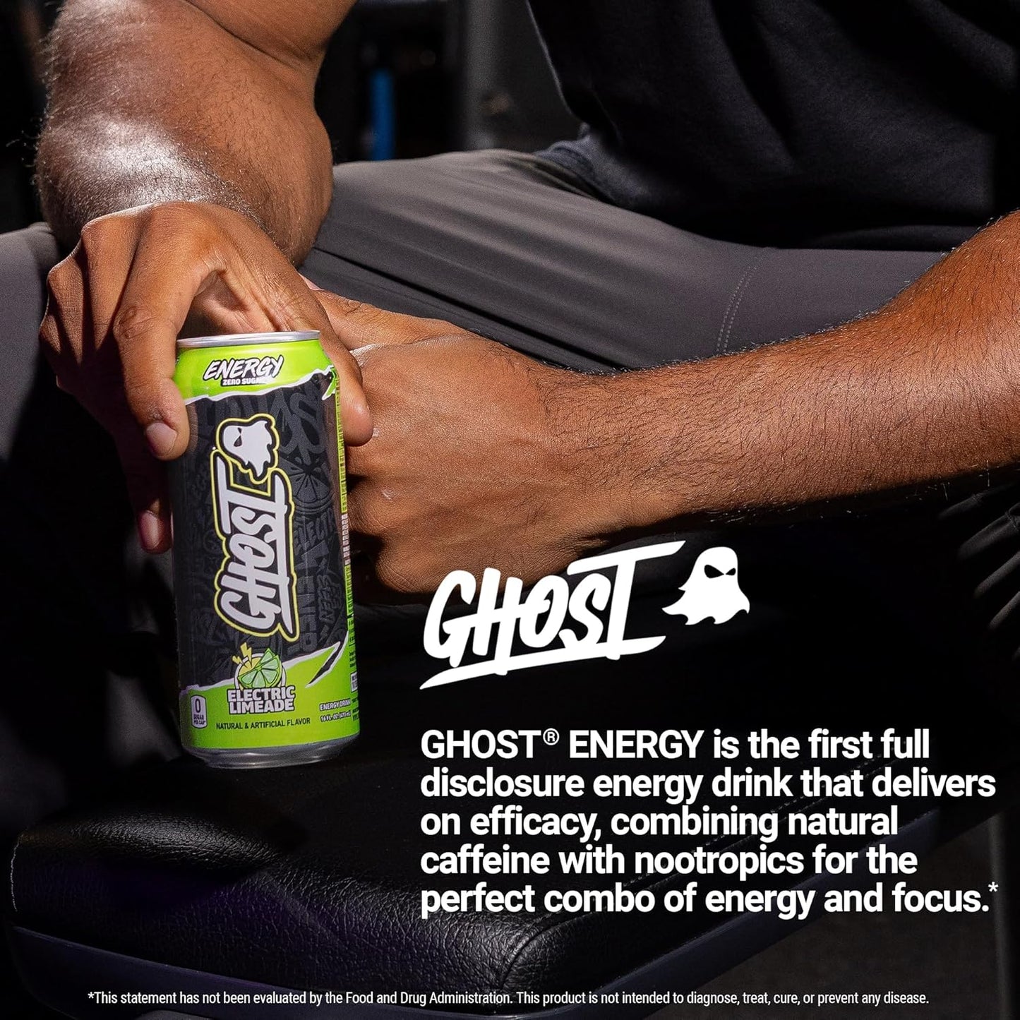 GHOST Electric Limeade Energy Drink — 16 fl oz (473mL) × 12 Cans