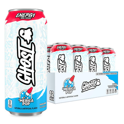 GHOST 'Merica Pop Energy Drink — 16 fl oz (473mL) × 12 Cans