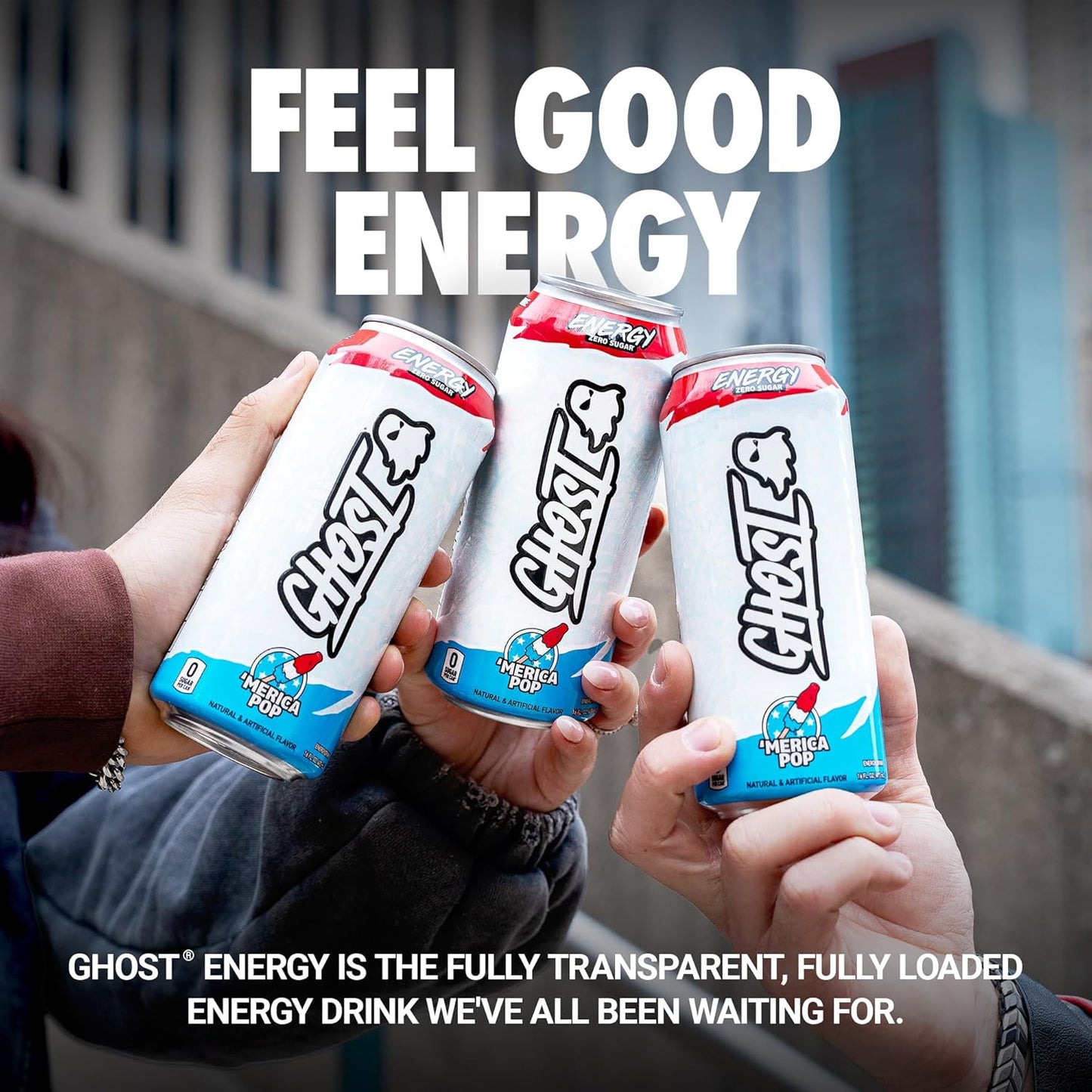 GHOST 'Merica Pop Energy Drink — 16 fl oz (473mL) × 12 Cans