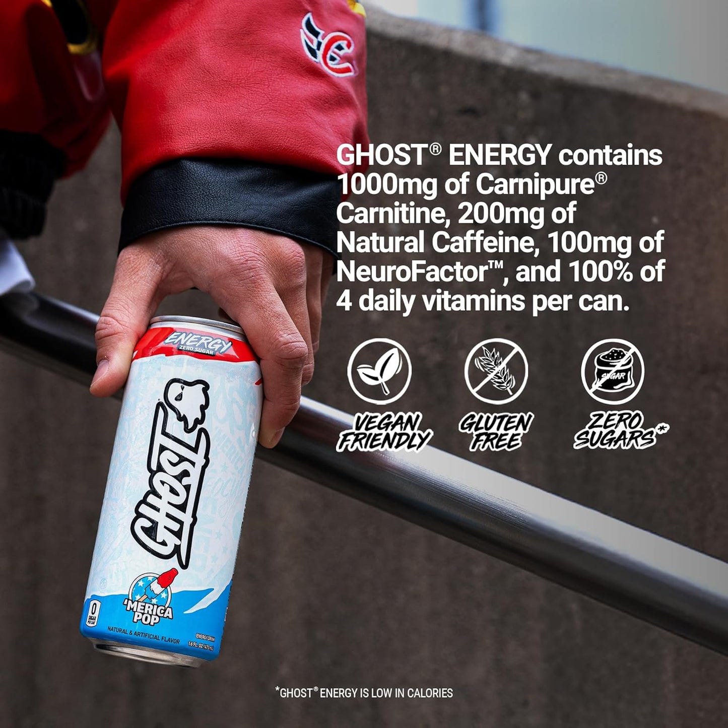 GHOST 'Merica Pop Energy Drink — 16 fl oz (473mL) × 12 Cans