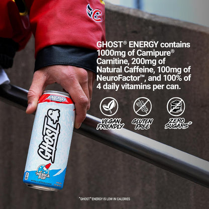 GHOST 'Merica Pop Energy Drink — 16 fl oz (473mL) × 12 Cans