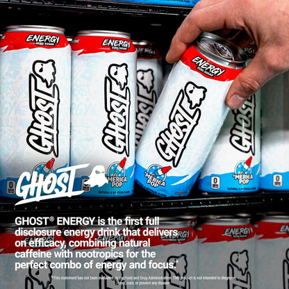 GHOST 'Merica Pop Energy Drink — 16 fl oz (473mL) × 12 Cans
