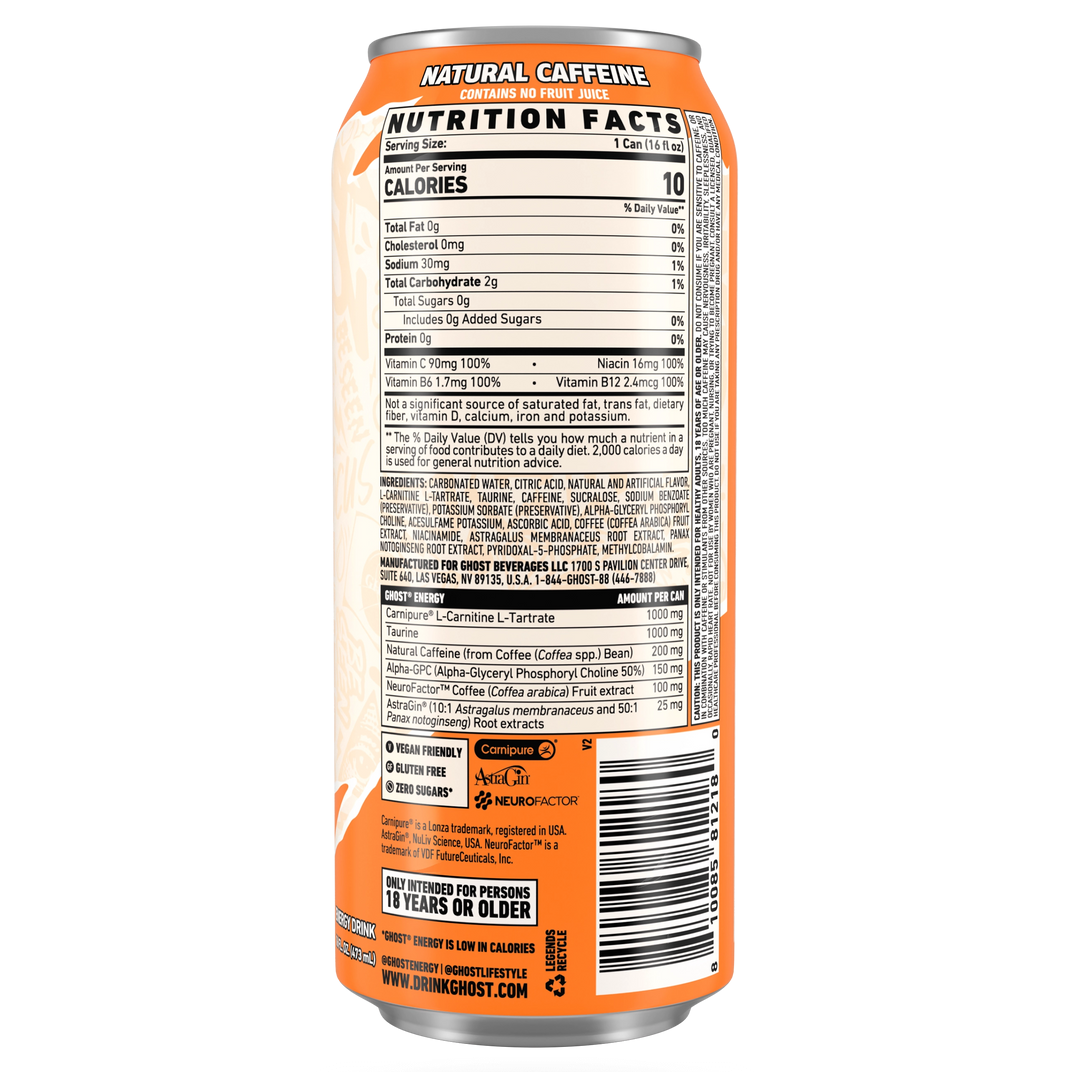 GHOST Orange Cream Energy Drink — 16 fl oz (473mL) × 12 Cans