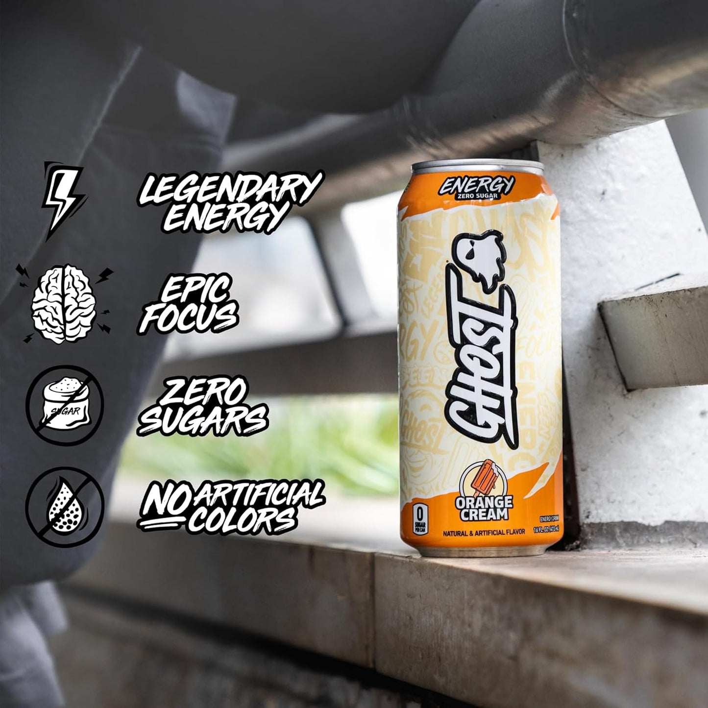 GHOST Orange Cream Energy Drink — 16 fl oz (473mL) × 12 Cans
