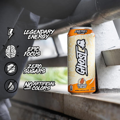 GHOST Orange Cream Energy Drink — 16 fl oz (473mL) × 12 Cans