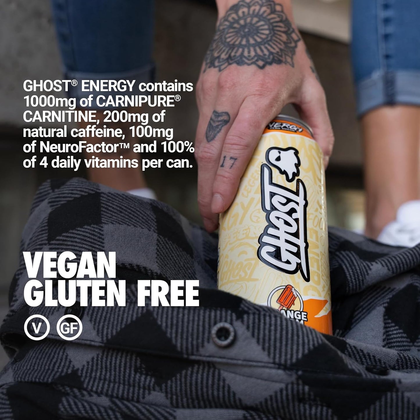 GHOST Orange Cream Energy Drink — 16 fl oz (473mL) × 12 Cans