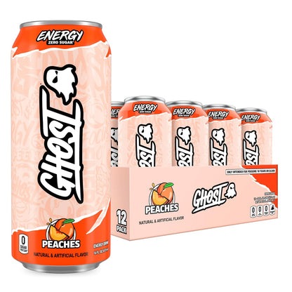 GHOST Peaches Energy Drink — 16 fl oz (473mL) × 12 Cans