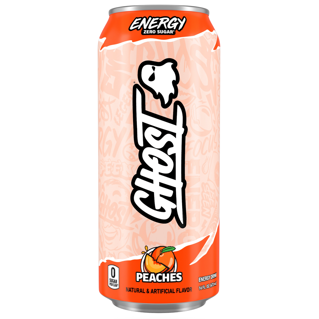 GHOST Peaches Energy Drink — 16 fl oz (473mL) × 12 Cans