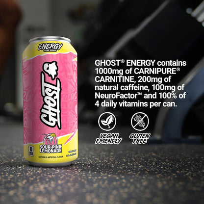 GHOST Sour Pink Lemonade Energy Drink — 16 fl oz (473mL) × 12 Cans