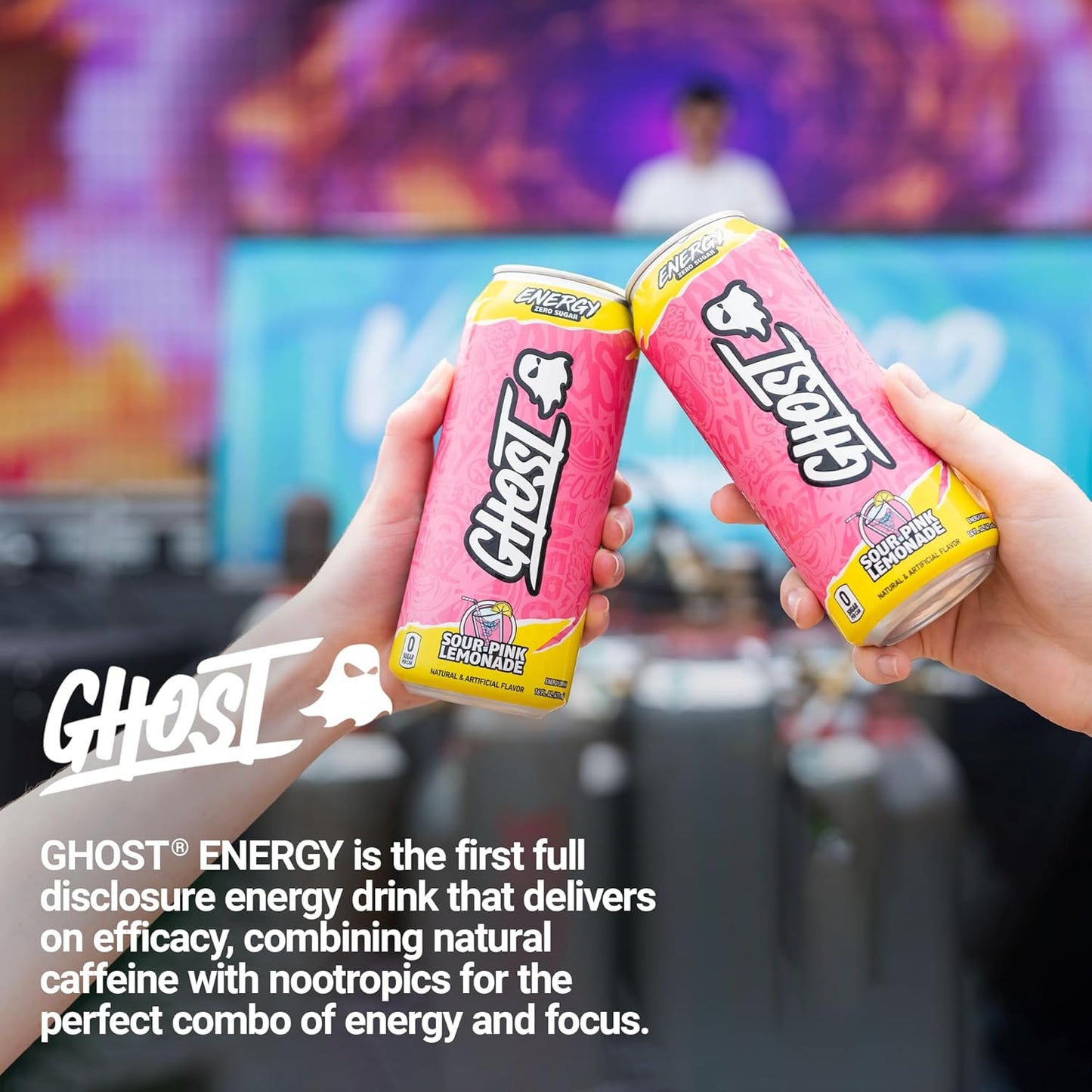 GHOST Sour Pink Lemonade Energy Drink — 16 fl oz (473mL) × 12 Cans