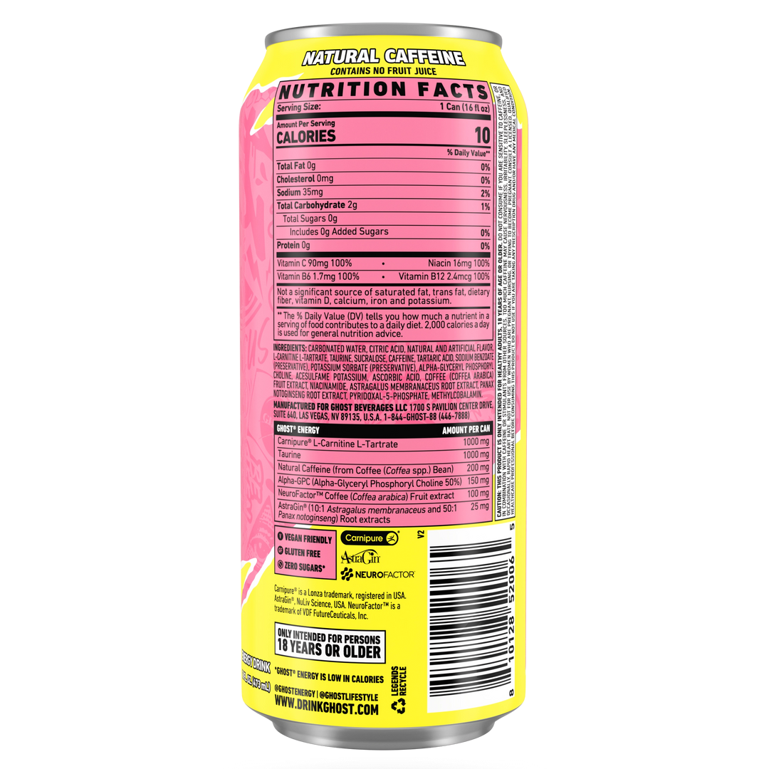 GHOST Sour Pink Lemonade Energy Drink — 16 fl oz (473mL) × 12 Cans