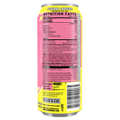 GHOST Sour Pink Lemonade Energy Drink — 16 fl oz (473mL) × 12 Cans