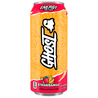 GHOST Strawbango Energy Drink — 16 fl oz (473mL) × 12 Cans