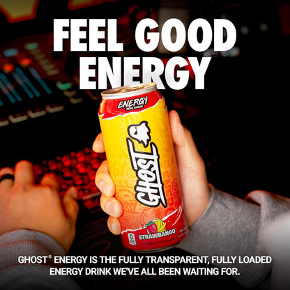 GHOST Strawbango Energy Drink — 16 fl oz (473mL) × 12 Cans