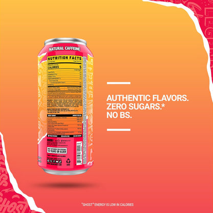 GHOST Strawbango Energy Drink — 16 fl oz (473mL) × 12 Cans