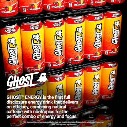 GHOST Strawbango Energy Drink — 16 fl oz (473mL) × 12 Cans
