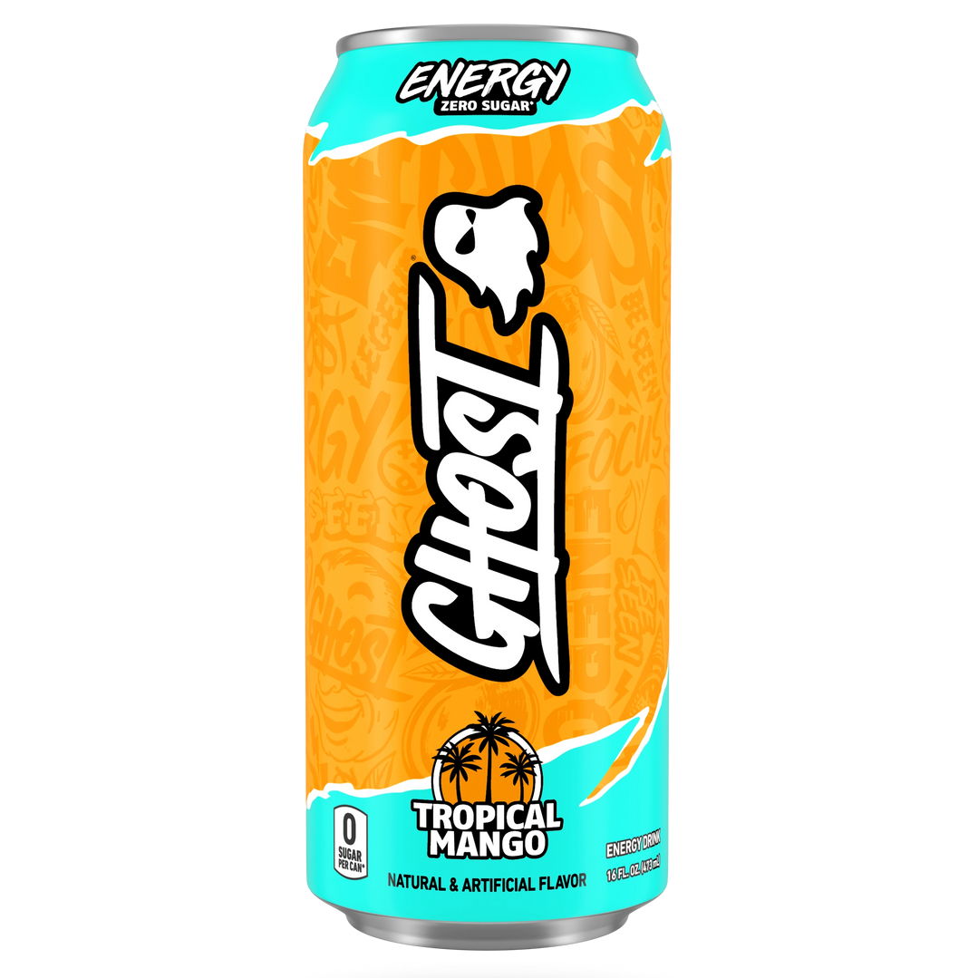 GHOST Tropical Mango Energy Drink — 16 fl oz (473mL) × 12 Cans