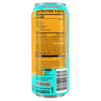 GHOST Tropical Mango Energy Drink — 16 fl oz (473mL) × 12 Cans