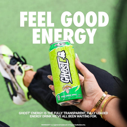 GHOST Warheads Sour Green Apple Energy Drink — 16 fl oz (473mL) × 12 Cans