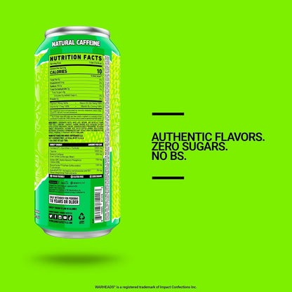 GHOST Warheads Sour Green Apple Energy Drink — 16 fl oz (473mL) × 12 Cans