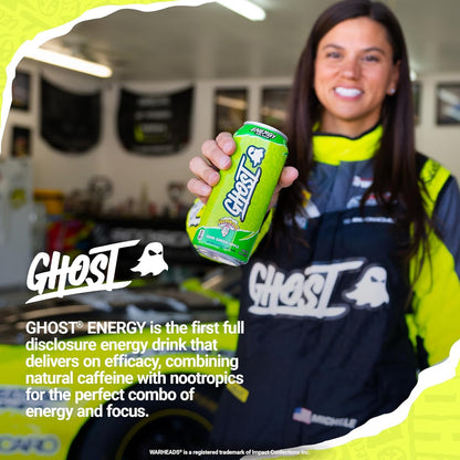GHOST Warheads Sour Green Apple Energy Drink — 16 fl oz (473mL) × 12 Cans
