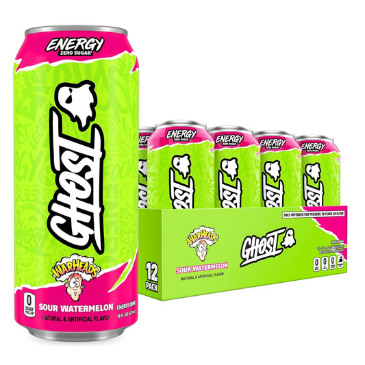 GHOST 고스트 워헤즈 사워 워터멜론 에너지 드링크 — 473mL (16 fl oz) × 12캔