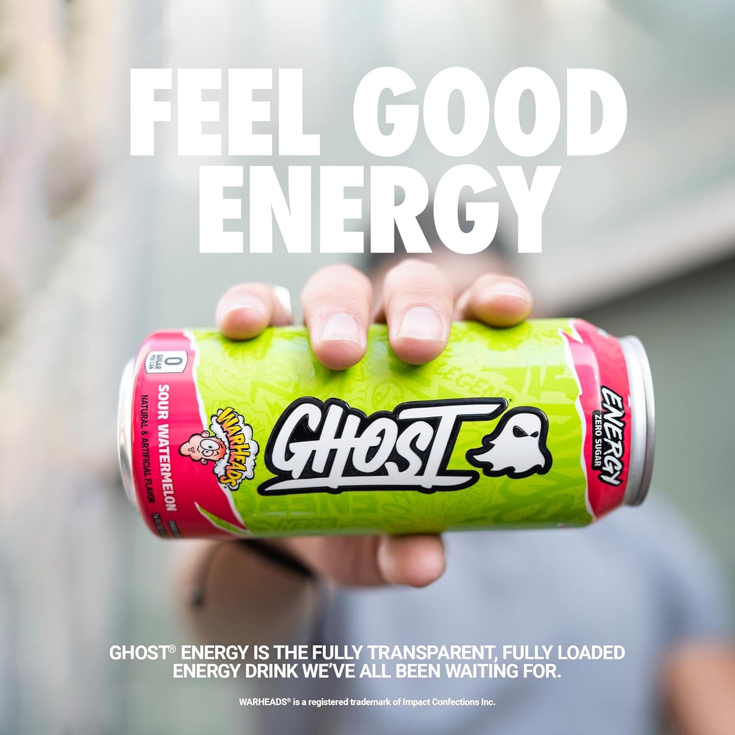 GHOST Warheads Sour Watermelon Energy Drink — 16 fl oz (473mL) × 12 Cans