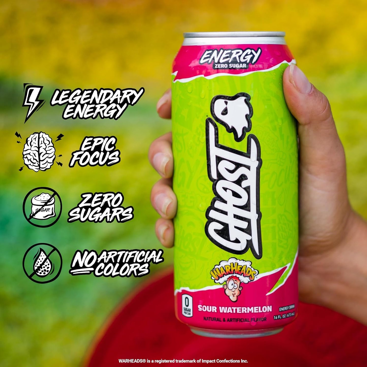 GHOST Warheads Sour Watermelon Energy Drink — 16 fl oz (473mL) × 12 Cans