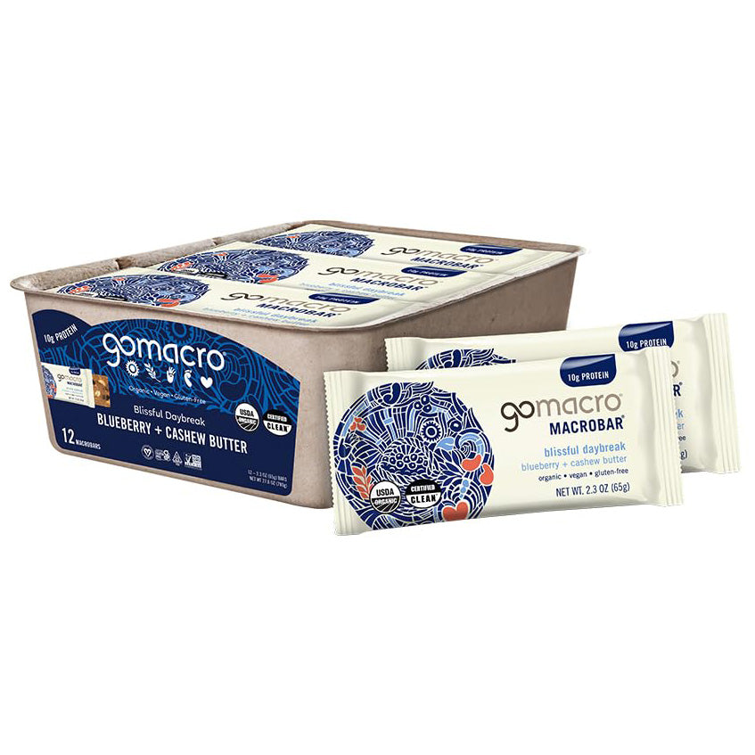 GoMacro MacroBar Organic Vegan Protein Bar — 2.3 oz (65g) × 12 Bars