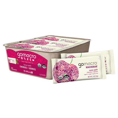 GoMacro MacroBar Organic Vegan Protein Bar — 2.3 oz (65g) × 12 Bars